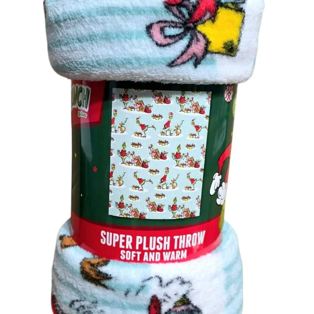 New Grinch Plush Kids Throw Blanket Max Dog Cindy Lou Holiday Christmas Gift